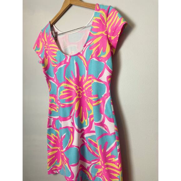 Mahi Gold Women's Dress Size Medium Bright Tropical Casual Short Sleeve Resort - Picture 3 of 12